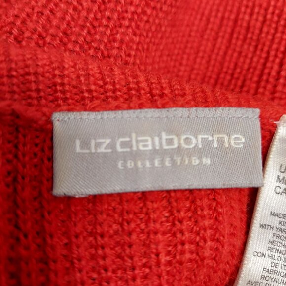 Liz Claiborne Womens L Sweater Bold Red Wool Blend Turtle Neck Office career - Picture 5 of 15